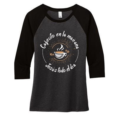 Cafecito Y Jesus Reagalo Cristiano Christian Spanish Women's Tri-Blend 3/4-Sleeve Raglan Shirt