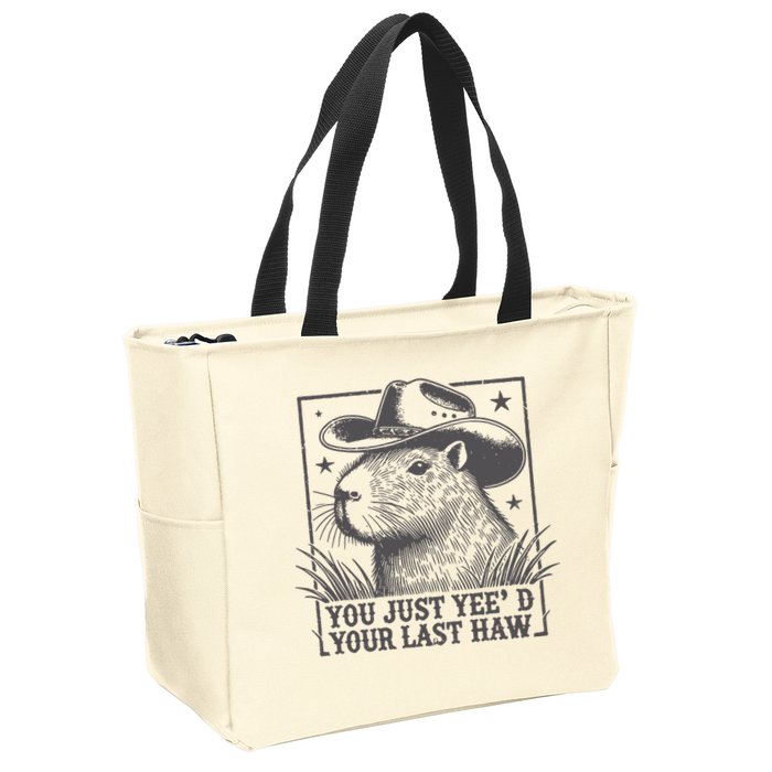 Capybara You Just Yeed Your Last Haw Zip Tote Bag