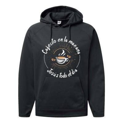 Cafecito Y Jesus Reagalo Cristiano Christian Spanish Performance Fleece Hoodie