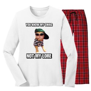 Cringeytees You Know My Swag Not My Lore Women's Long Sleeve Flannel Pajama Set 