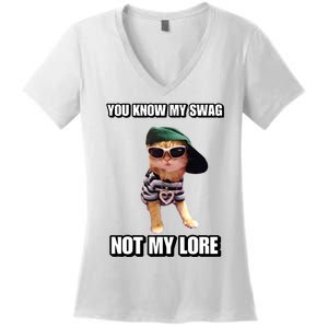 Cringeytees You Know My Swag Not My Lore Women's V-Neck T-Shirt