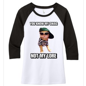 Cringeytees You Know My Swag Not My Lore Women's Tri-Blend 3/4-Sleeve Raglan Shirt