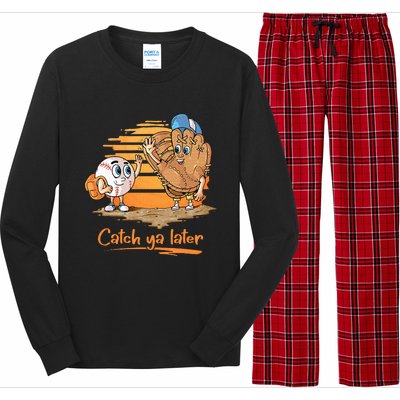 Catch Ya Later Cartoon Baseball Glove And Baseball Long Sleeve Pajama Set