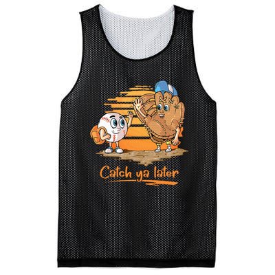 Catch Ya Later Cartoon Baseball Glove And Baseball Mesh Reversible Basketball Jersey Tank