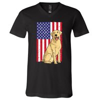 Cool Yellow Lab Art For Yellow Labrador Retriever V-Neck T-Shirt