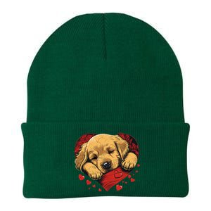 Cute Yellow Labrador Retriever Dog Art Golden Retriever Knit Cap Winter Beanie