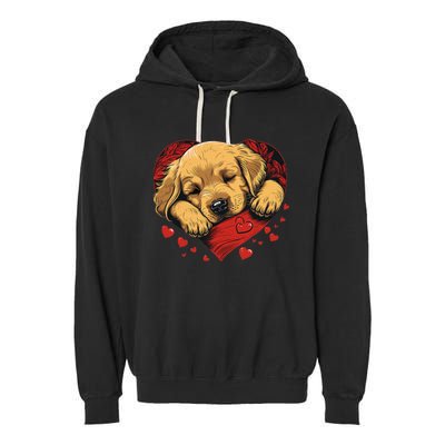 Cute Yellow Labrador Retriever Dog Art Golden Retriever Garment-Dyed Fleece Hoodie