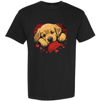 Cute Yellow Labrador Retriever Dog Art Golden Retriever Garment-Dyed Heavyweight T-Shirt