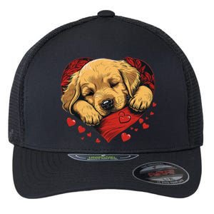 Cute Yellow Labrador Retriever Dog Art Golden Retriever Flexfit Unipanel Trucker Cap