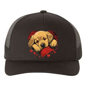 Cute Yellow Labrador Retriever Dog Art Golden Retriever Yupoong Adult 5-Panel Trucker Hat