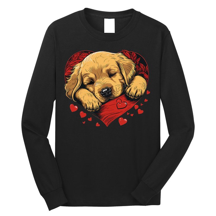 Cute Yellow Labrador Retriever Dog Art Golden Retriever Long Sleeve Shirt