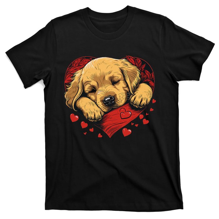 Cute Yellow Labrador Retriever Dog Art Golden Retriever T-Shirt