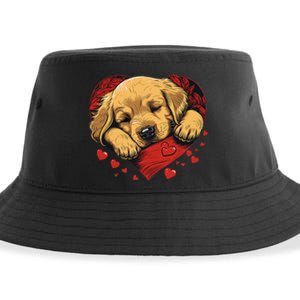 Cute Yellow Labrador Retriever Dog Art Golden Retriever Sustainable Bucket Hat