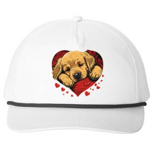 Cute Yellow Labrador Retriever Dog Art Golden Retriever Snapback Five-Panel Rope Hat