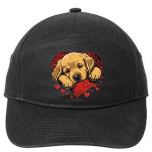 Cute Yellow Labrador Retriever Dog Art Golden Retriever 7-Panel Snapback Hat