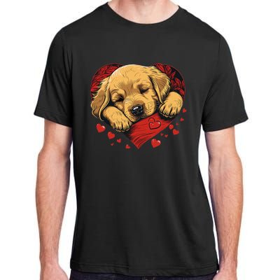 Cute Yellow Labrador Retriever Dog Art Golden Retriever Adult ChromaSoft Performance T-Shirt