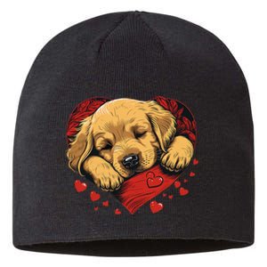 Cute Yellow Labrador Retriever Dog Art Golden Retriever Sustainable Beanie