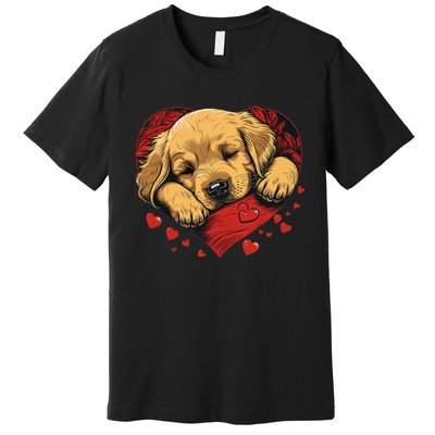 Cute Yellow Labrador Retriever Dog Art Golden Retriever Premium T-Shirt