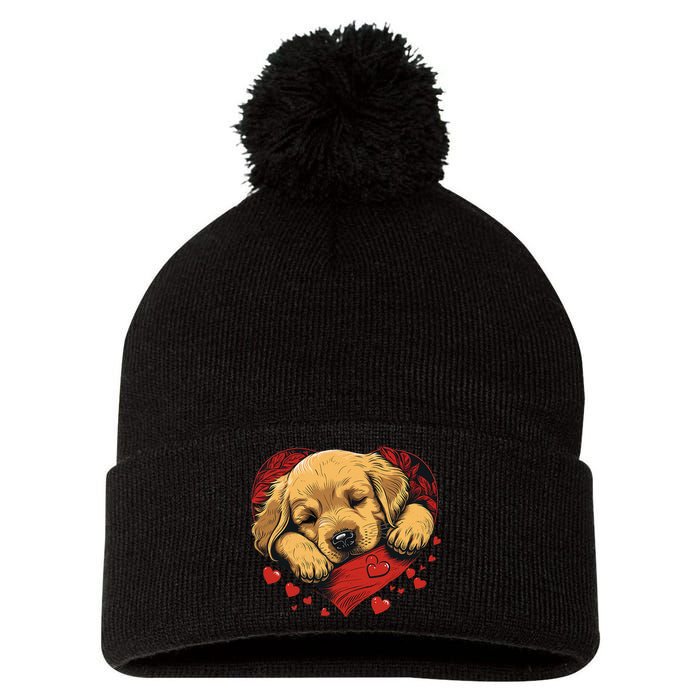 Cute Yellow Labrador Retriever Dog Art Golden Retriever Pom Pom 12in Knit Beanie