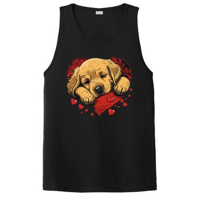 Cute Yellow Labrador Retriever Dog Art Golden Retriever PosiCharge Competitor Tank