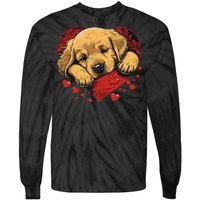 Cute Yellow Labrador Retriever Dog Art Golden Retriever Tie-Dye Long Sleeve Shirt