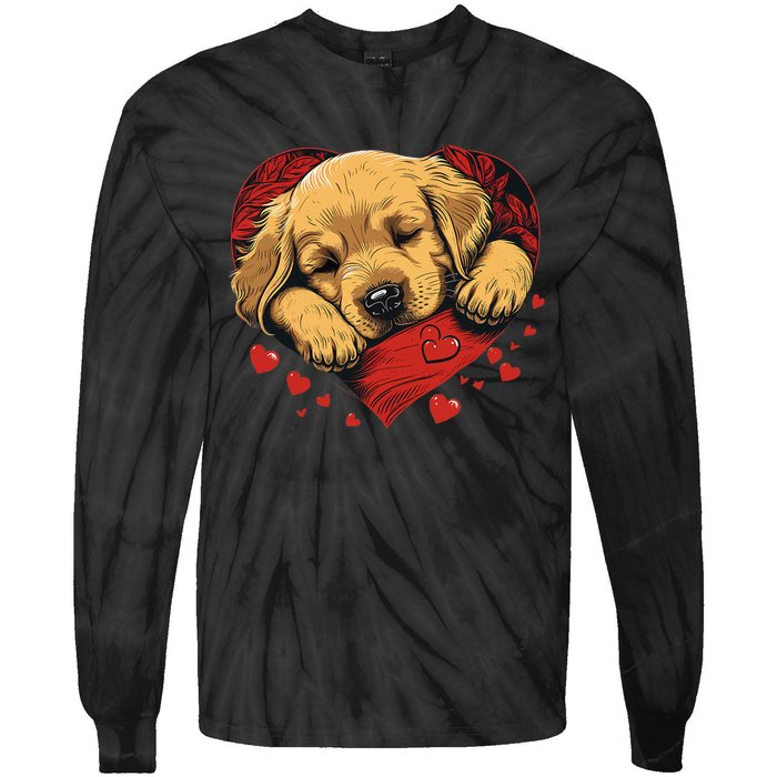 Cute Yellow Labrador Retriever Dog Art Golden Retriever Tie-Dye Long Sleeve Shirt