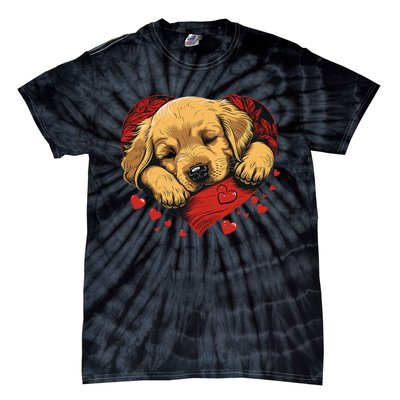 Cute Yellow Labrador Retriever Dog Art Golden Retriever Tie-Dye T-Shirt