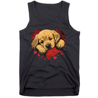 Cute Yellow Labrador Retriever Dog Art Golden Retriever Tank Top