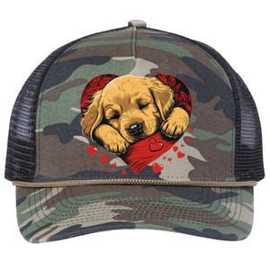 Cute Yellow Labrador Retriever Dog Art Golden Retriever Retro Rope Trucker Hat Cap