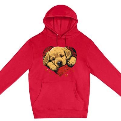 Cute Yellow Labrador Retriever Dog Art Golden Retriever Premium Pullover Hoodie