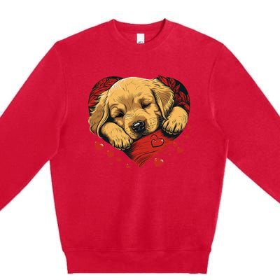 Cute Yellow Labrador Retriever Dog Art Golden Retriever Premium Crewneck Sweatshirt