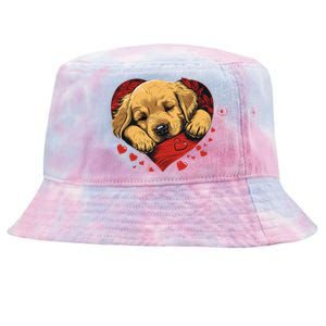 Cute Yellow Labrador Retriever Dog Art Golden Retriever Tie-Dyed Bucket Hat