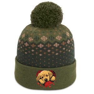 Cute Yellow Labrador Retriever Dog Art Golden Retriever The Baniff Cuffed Pom Beanie