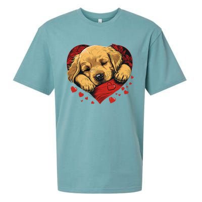 Cute Yellow Labrador Retriever Dog Art Golden Retriever Sueded Cloud Jersey T-Shirt