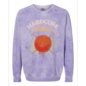 Crochet Yarn Lovers Hardcore Baller Funny Crocheting Gift Colorblast Crewneck Sweatshirt