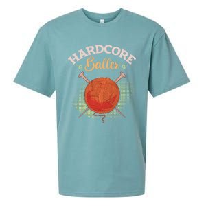 Crochet Yarn Lovers Hardcore Baller Funny Crocheting Gift Sueded Cloud Jersey T-Shirt