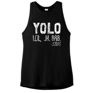 Christian Yolo Lol Jk Brb Jesus Christmas XMas Religious Ladies PosiCharge Tri-Blend Wicking Tank