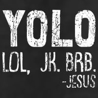 Christian Yolo Lol Jk Brb Jesus Christmas XMas Religious 7 Panel Mesh Trucker Snapback Hat