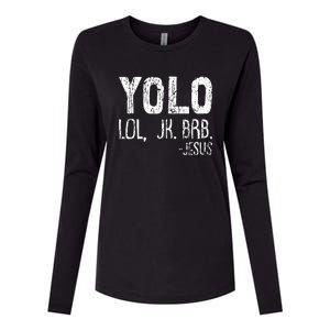 Christian Yolo Lol Jk Brb Jesus Christmas XMas Religious Womens Cotton Relaxed Long Sleeve T-Shirt