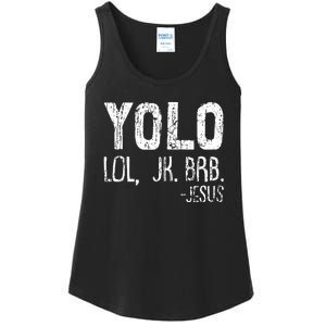 Christian Yolo Lol Jk Brb Jesus Christmas XMas Religious Ladies Essential Tank