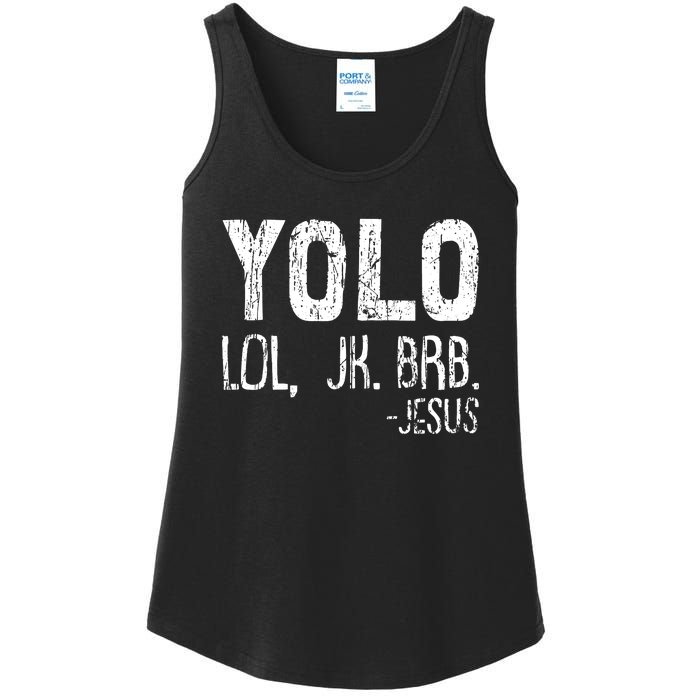 Christian Yolo Lol Jk Brb Jesus Christmas XMas Religious Ladies Essential Tank