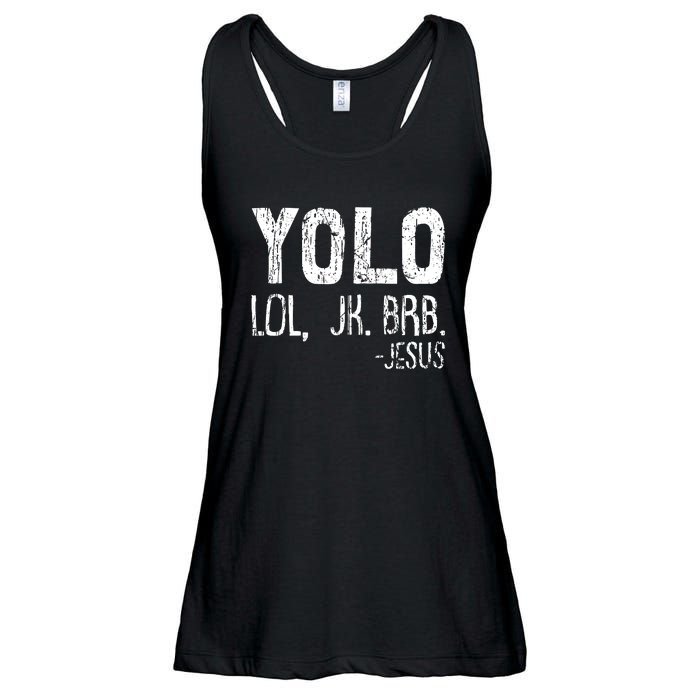 Christian Yolo Lol Jk Brb Jesus Christmas XMas Religious Ladies Essential Flowy Tank