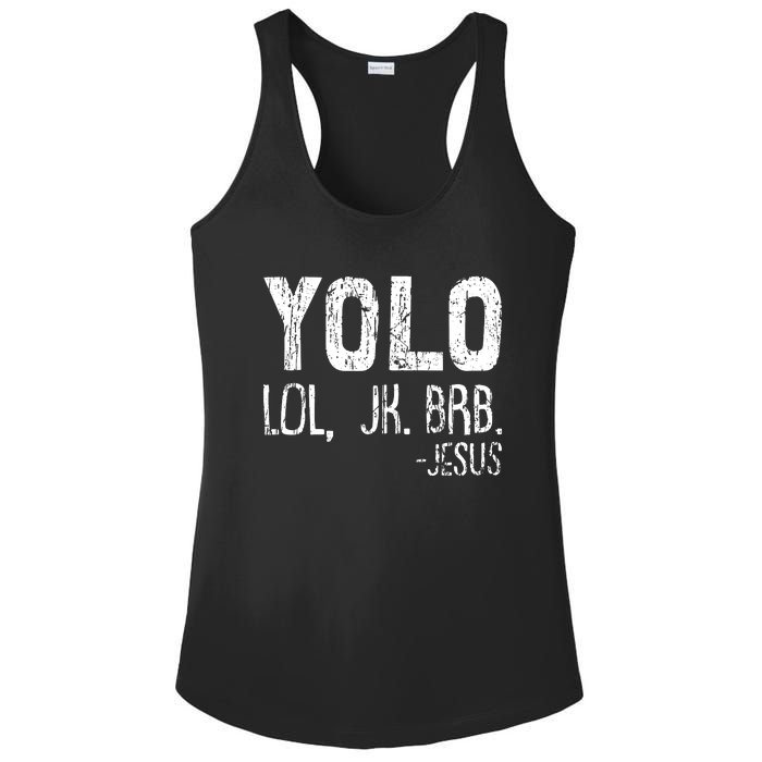 Christian Yolo Lol Jk Brb Jesus Christmas XMas Religious Ladies PosiCharge Competitor Racerback Tank