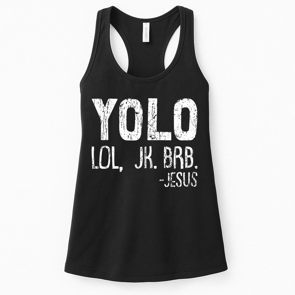 Christian Yolo Lol Jk Brb Jesus Christmas XMas Religious Womens Tank Top