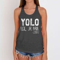 Christian Yolo Lol Jk Brb Jesus Christmas XMas Religious Women's Knotted Racerback Tank