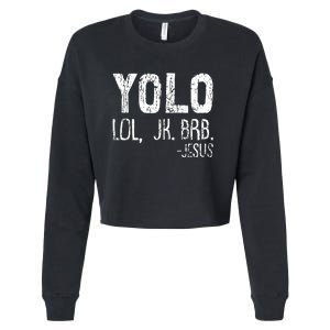 Christian Yolo Lol Jk Brb Jesus Christmas XMas Religious Cropped Pullover Crew