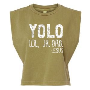 Christian Yolo Lol Jk Brb Jesus Christmas XMas Religious Garment-Dyed Women's Muscle Tee