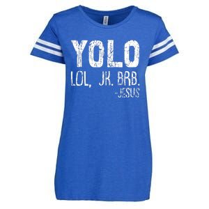 Christian Yolo Lol Jk Brb Jesus Christmas XMas Religious Enza Ladies Jersey Football T-Shirt