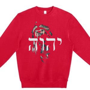 christian YHWH Lion of Judah Yahweh in Hebrew Premium Crewneck Sweatshirt