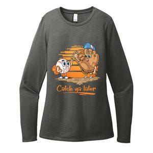 Catch Ya Later Cartoon Baseball Glove And Baseball Ball Womens CVC Long Sleeve Shirt